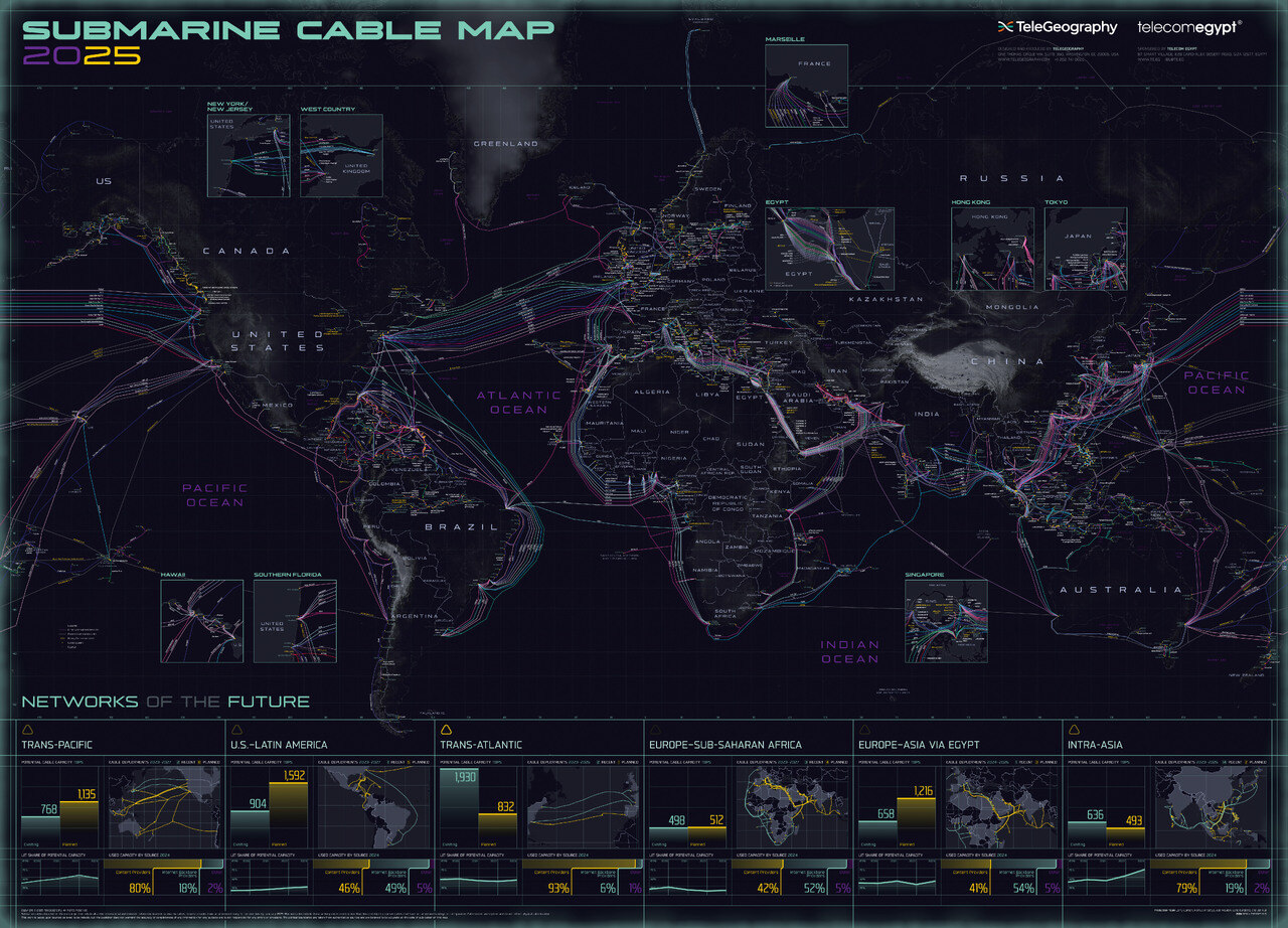 Futuristic 2025 Submarine Cable Map Unveils The Networks Of Tomorrow Submarine Cable Map 2025 Global 1 